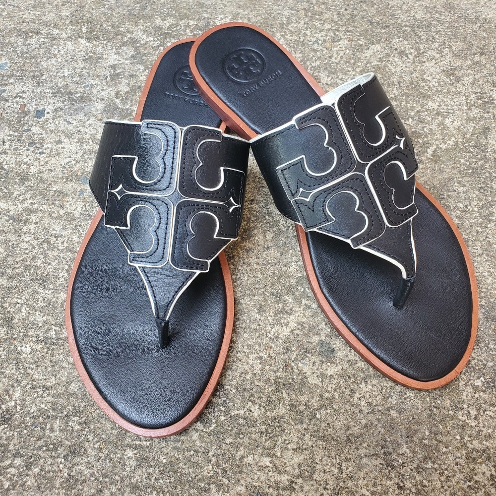 TORY BURCH WOMENS JAMIE THONG LEATHER FLIP FLOP SLIP ON SANDALS SHOES (NWB)